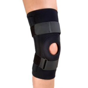 Hinged knee brace with open patella